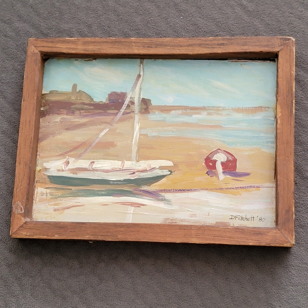 Diana Fitchett, American, 1947-2018 Beach Scene Chatham Mass., May1980, oil
